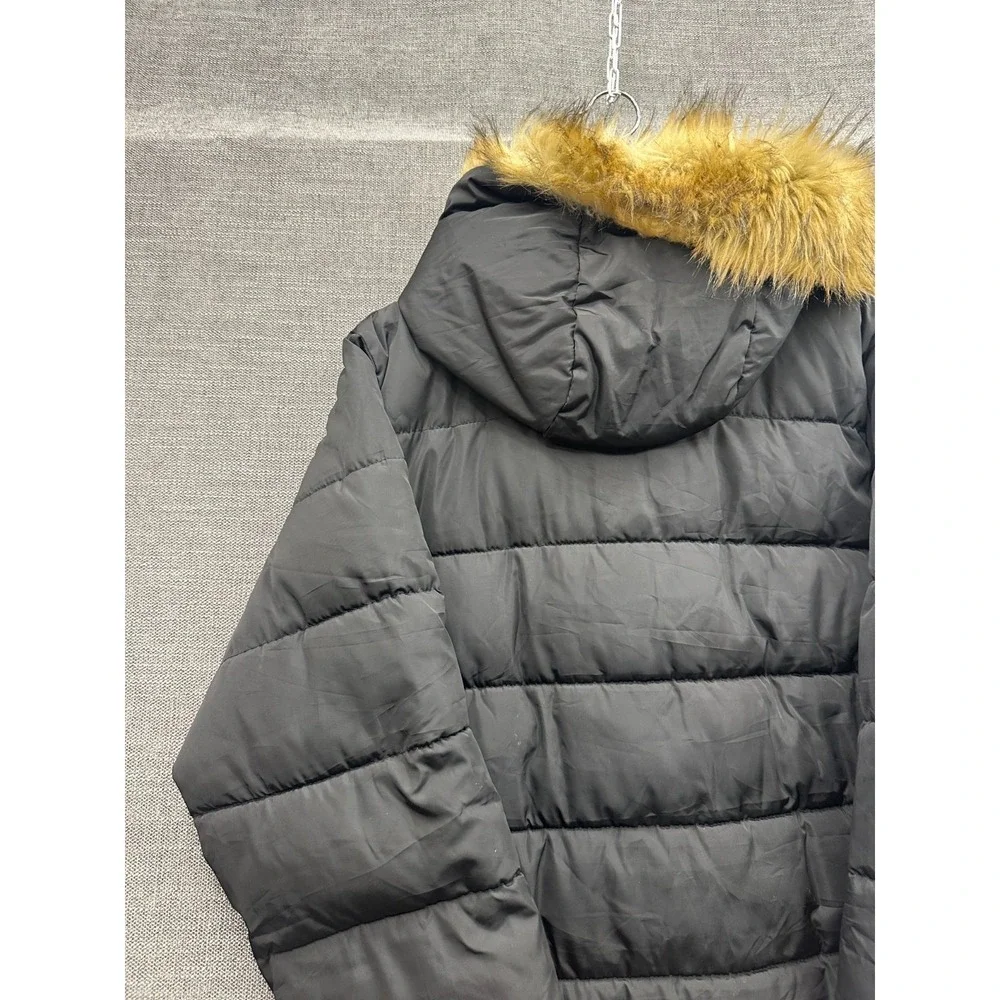 IloveSIA Puffer Jacket Womens 10 Black Lined Insulated Snap Front Hooded Winter‎